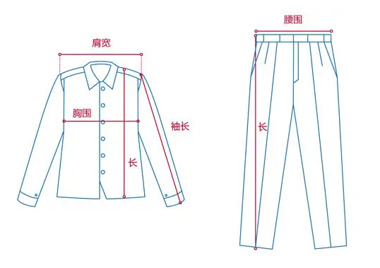 定做工作服測量展示圖，短袖工作服定做，冬季工作服定做